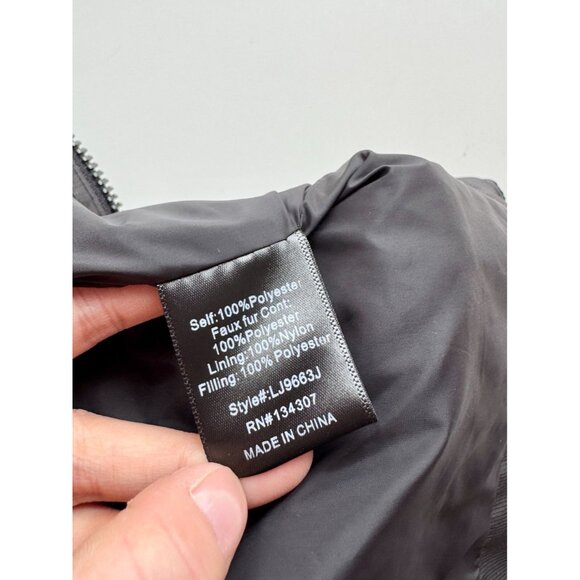 NWOT LINE AND DOT Sage Black Faux Fur Shearling Puffer Jacket Coat, Size S - Picture 12 of 13